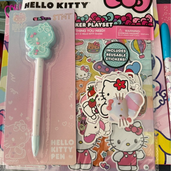 Hello KittySketchbook,2 pens,and puffy sticker play set& assorted stickers - Picture 1 of 11